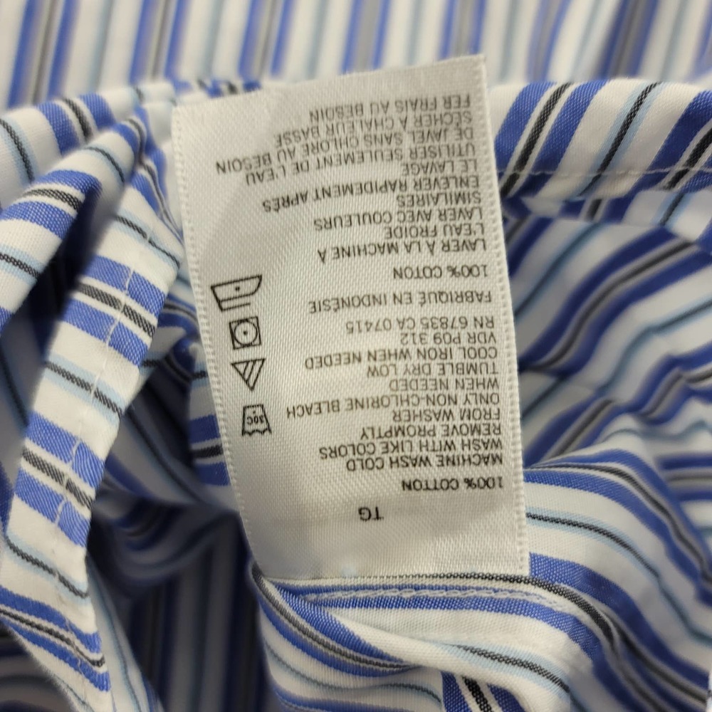 Nautica Shirt Mens XL Blue Black White Striped Casual Classic Button Up - Picture 7 of 11